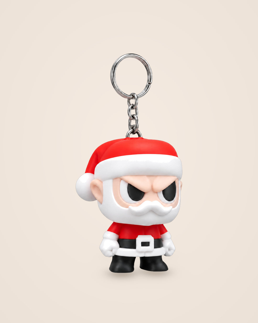 Santy Claus Keyring: Angry festive character charm, 5.5 cm tall