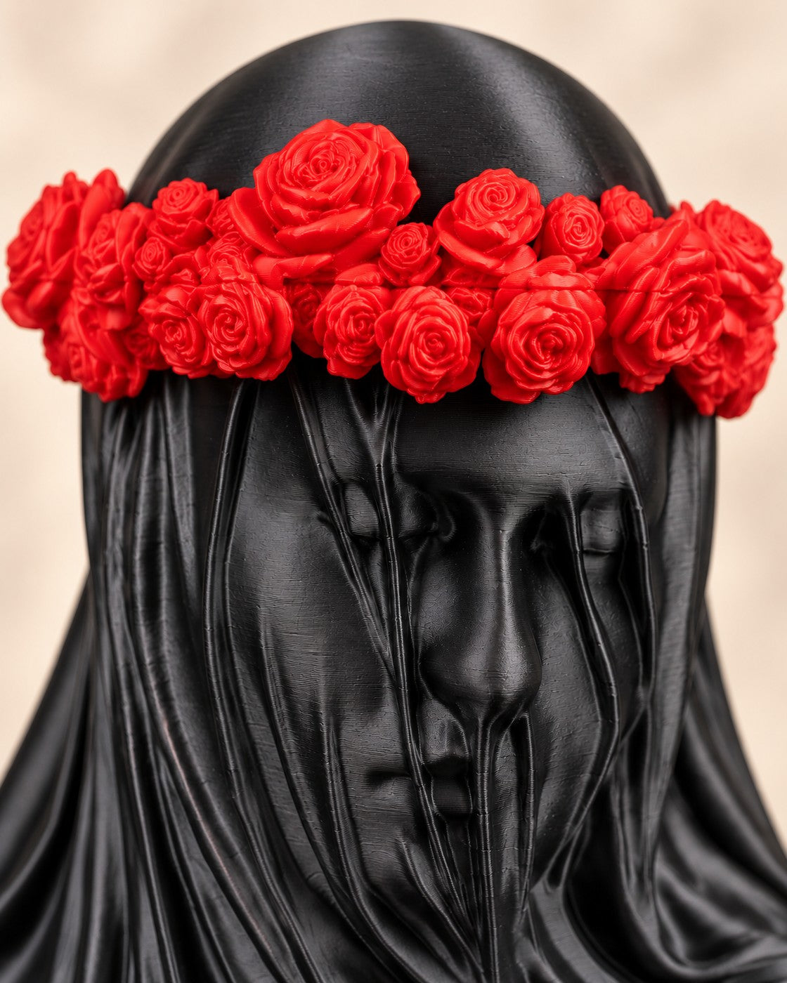 Close-up of the Veiled Rose Bust showing fine printed layer lines