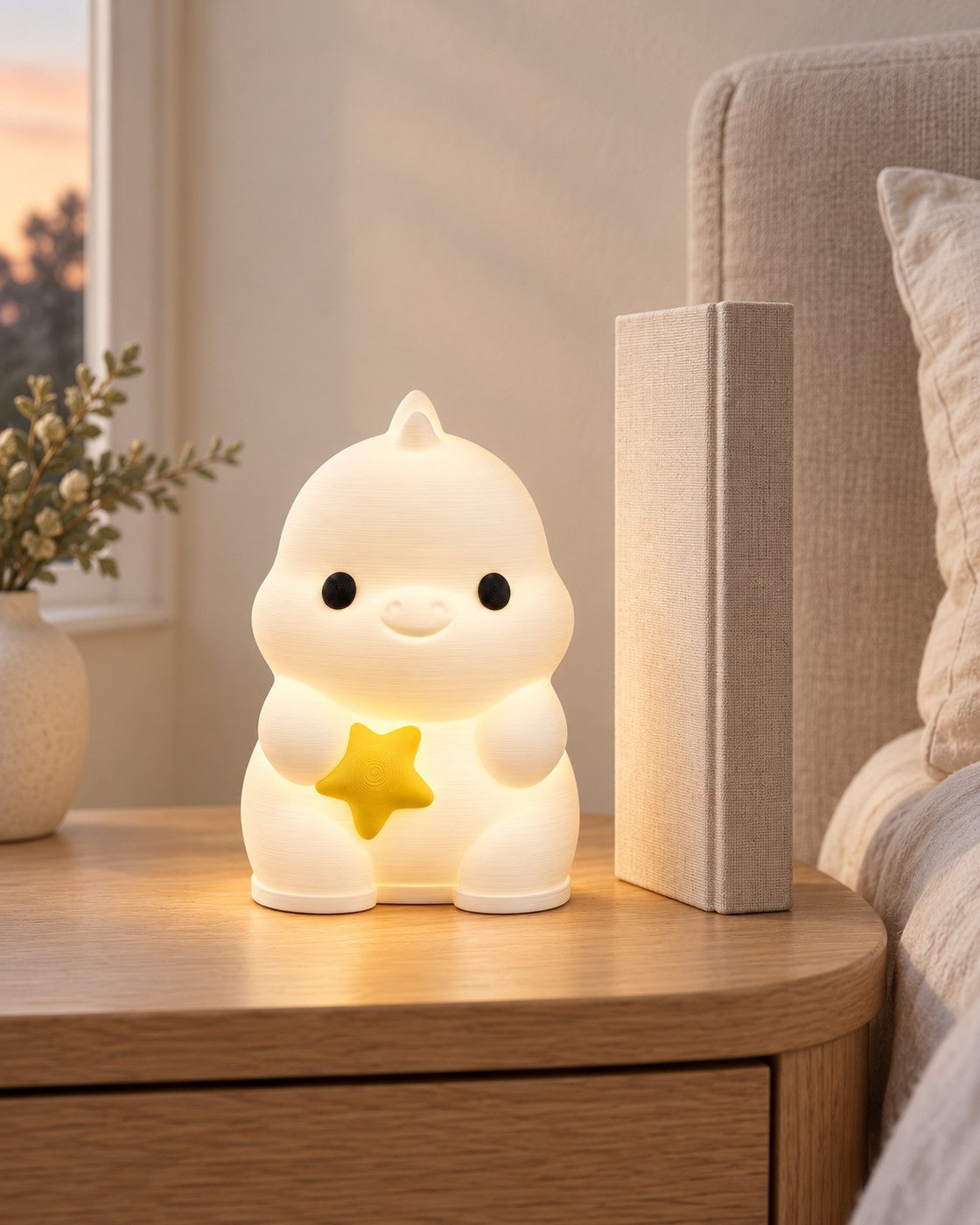 Dino Star Lamp in a calm, softly lit interior, shown at true scale