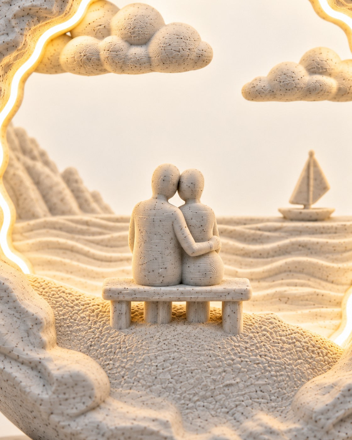 Close-up of the Dockside Dream Lamp showing fine printed layer lines