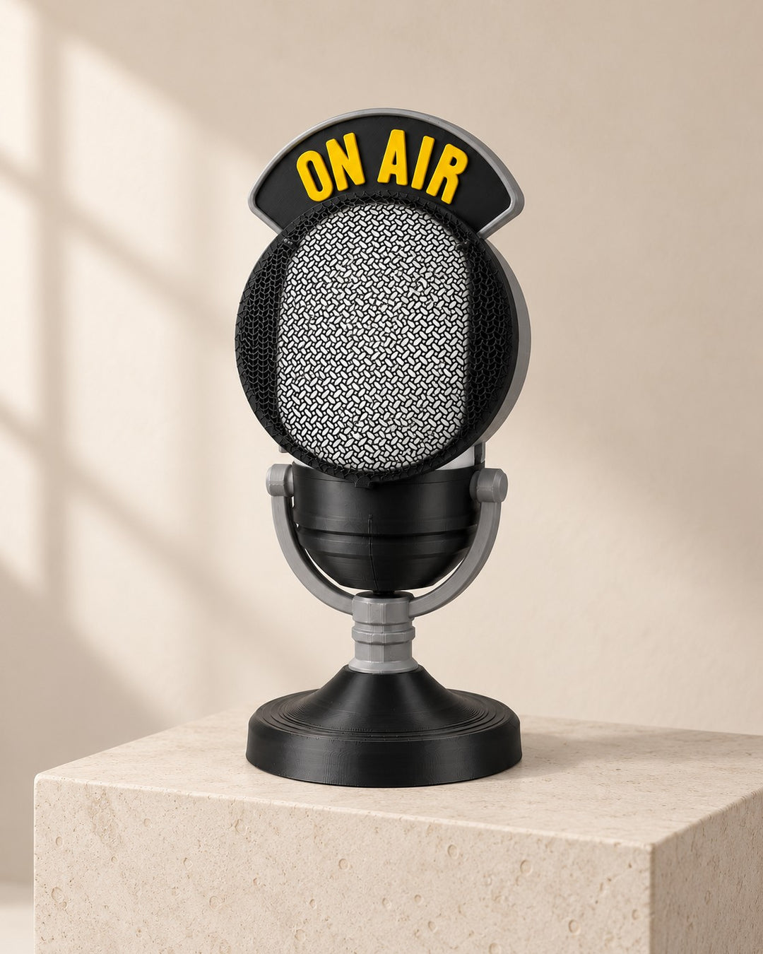 Broadcast Microphone Lamp: Vintage studio microphone lamp with an On Air plaque