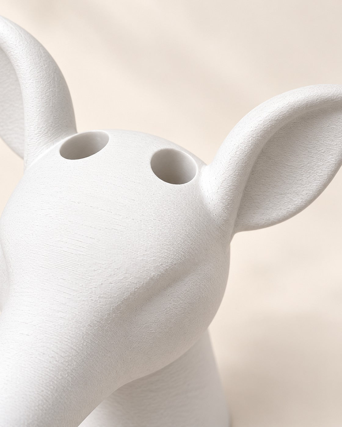 Close-up of the Rootolph Reindeer showing fine printed layer lines