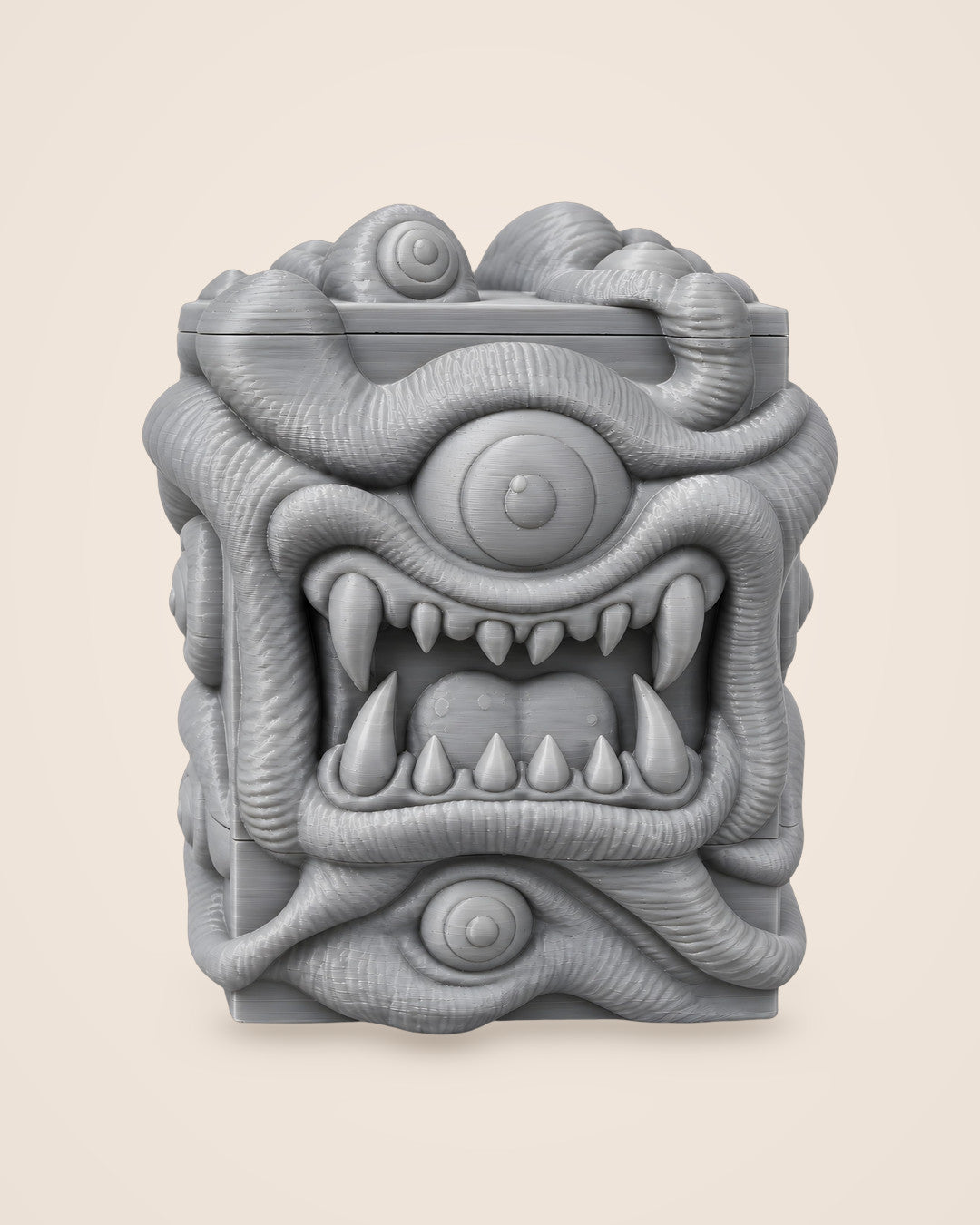 All-Seer Deck Box: Many-eyed hinged deck box with a magnetic close