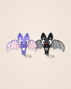 Love Bat Keyring Duo: Two articulated bat charms with magnetic wing tips