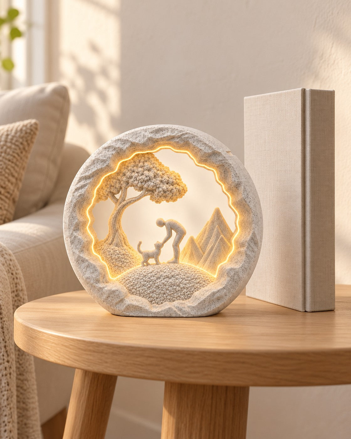 Best Friend Lamp in a calm, softly lit interior, shown at true scale