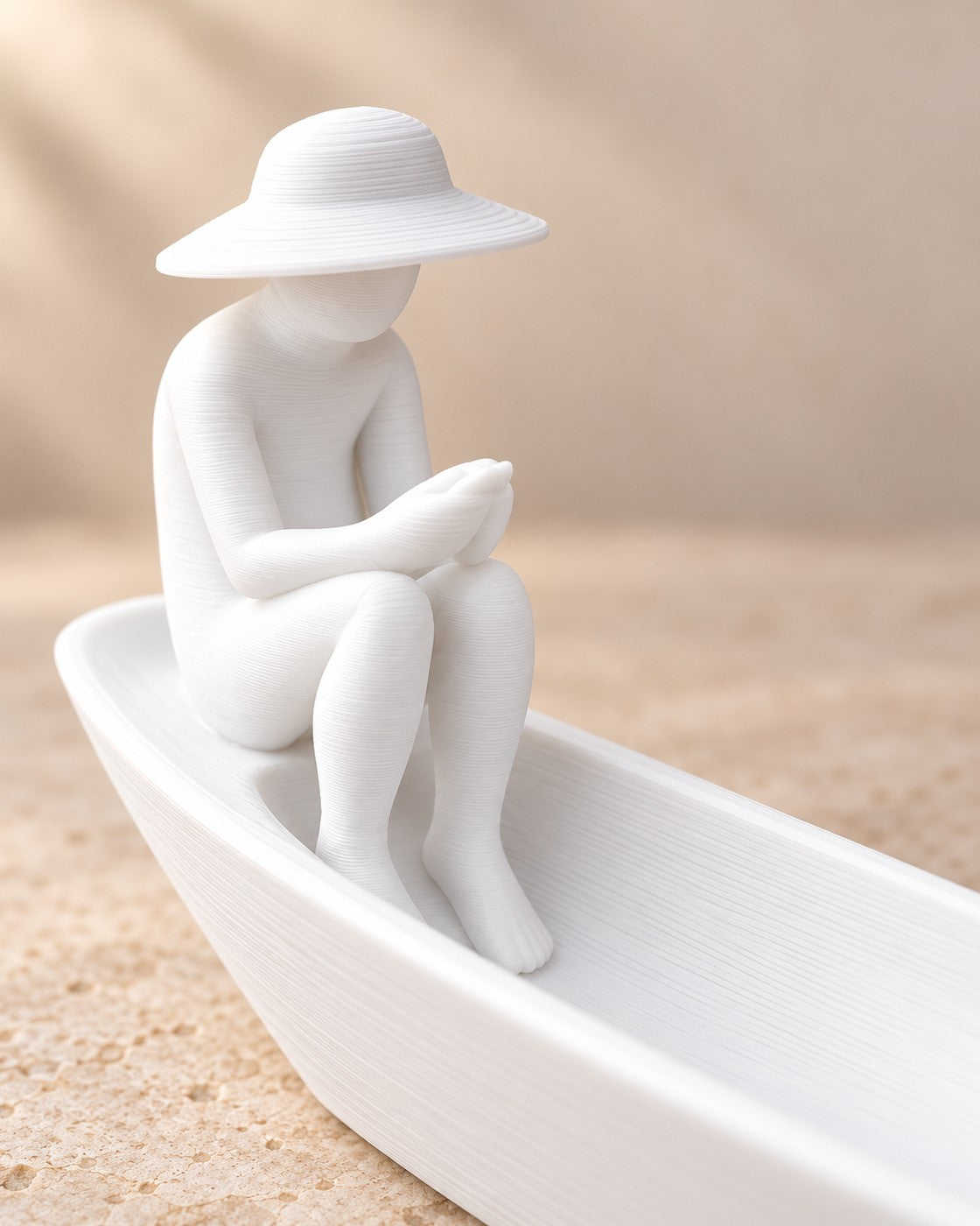 Close-up of the Fisherman Boat Incense Holder showing fine printed layer lines
