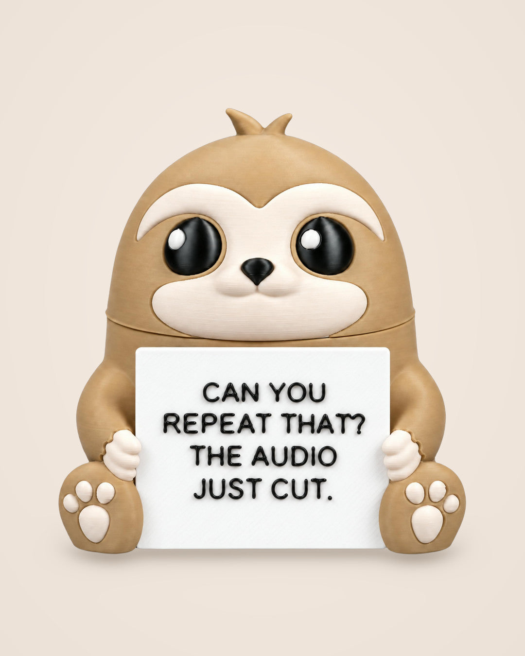 Hidden Sloth Ornament: Desk sloth with a meeting sign and a sleepy sloth hiding inside