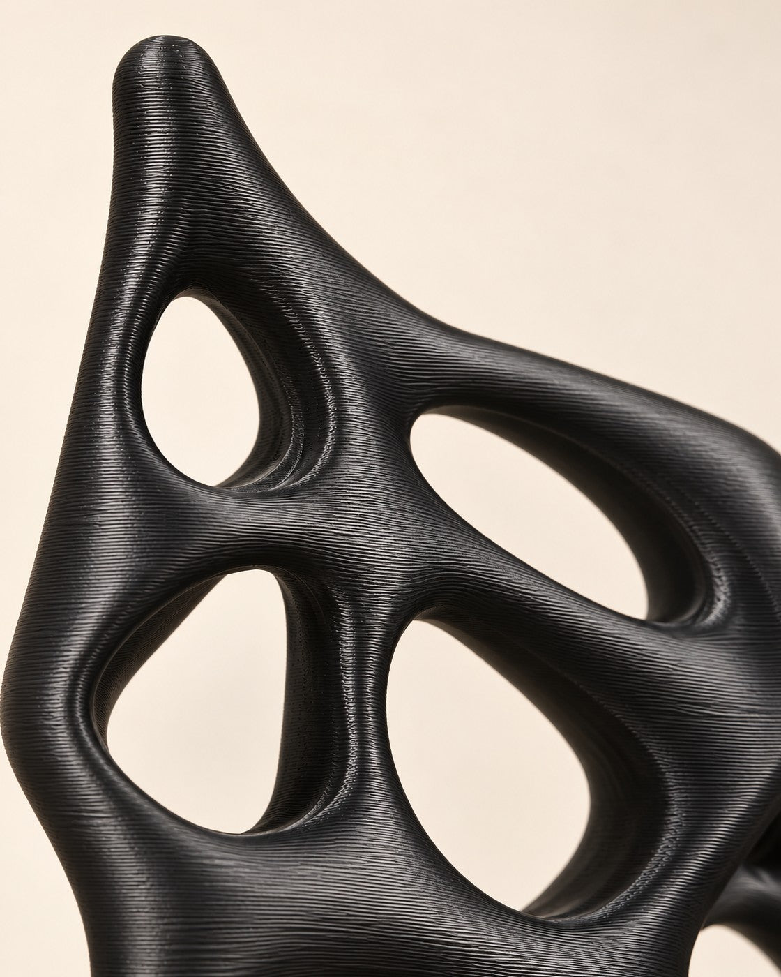 Close-up of the Black Lattice Console Stand showing fine printed layer lines