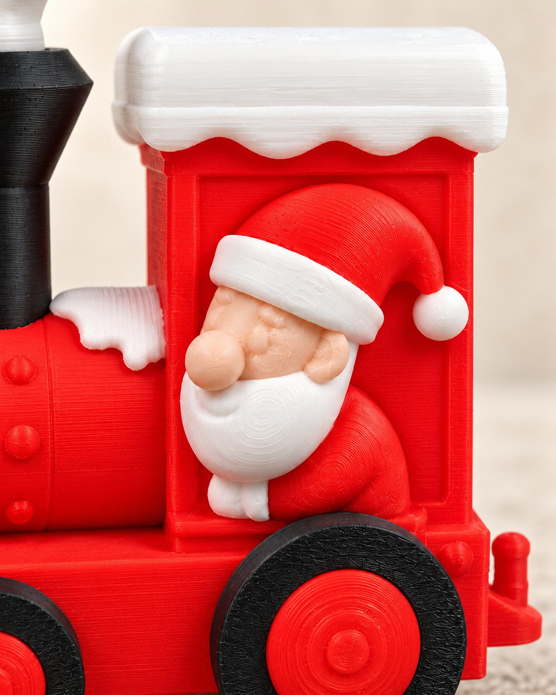 Close-up of the Santa Express Train showing fine printed layer lines