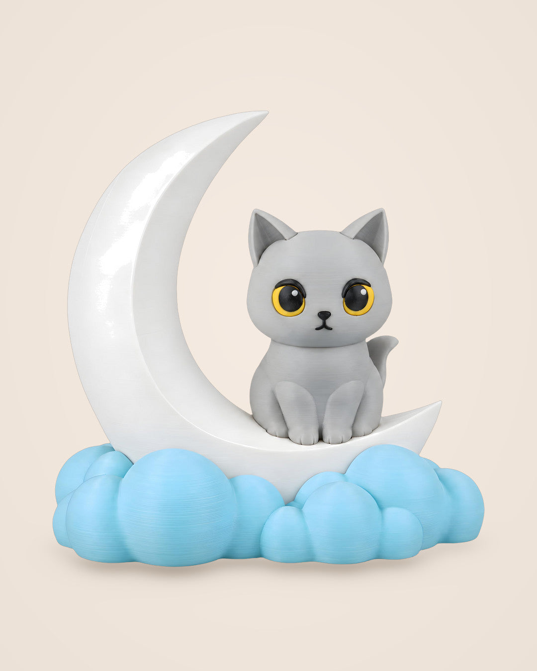 Midnight Glow Lamp: Cat on a crescent moon with a warm USB LED glow