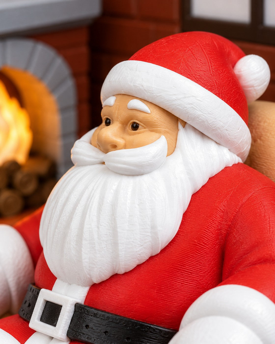 Close-up of the Santa Fireside Lamp showing fine printed layer lines