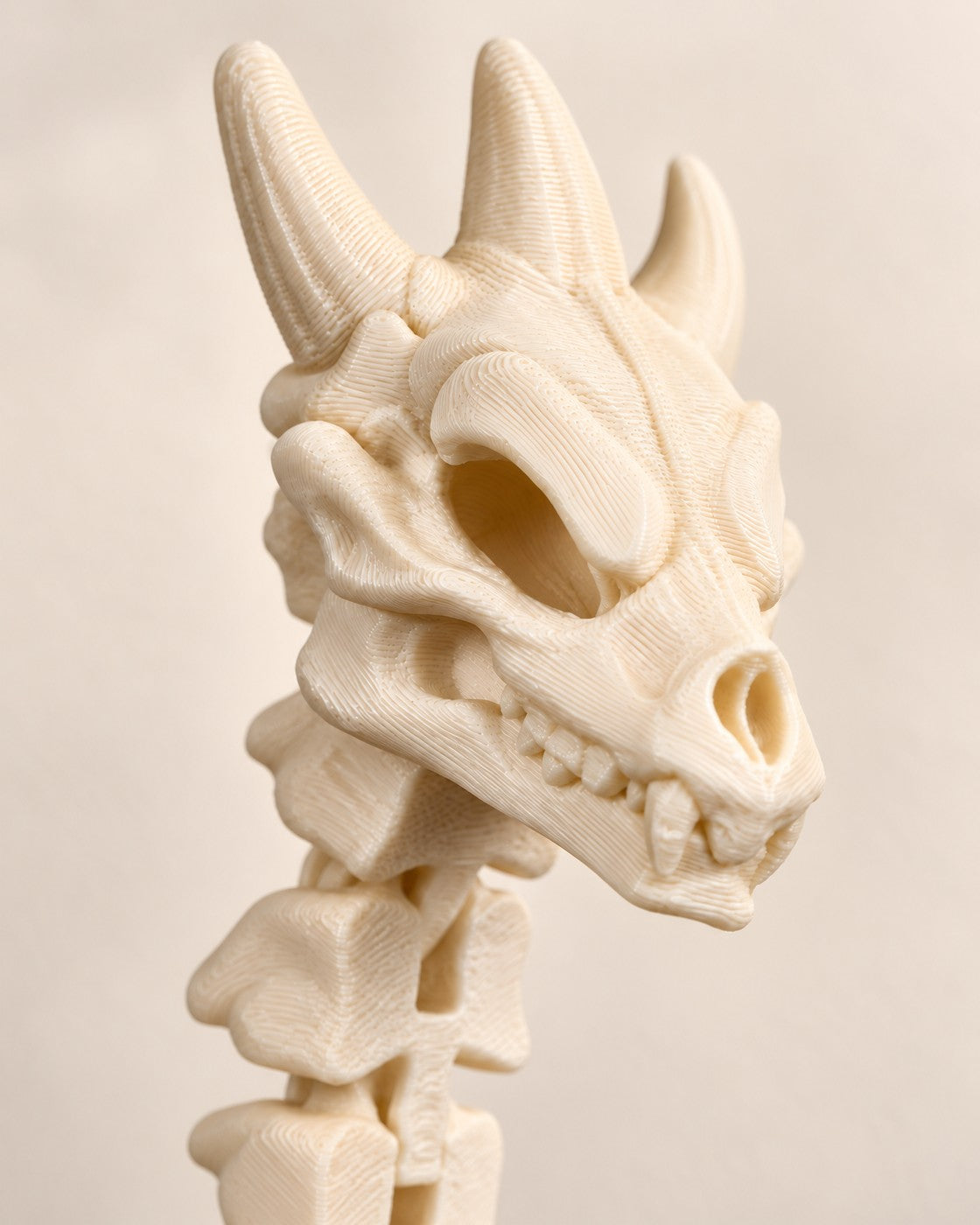 Close-up of the Skeleton Dragon showing fine printed layer lines