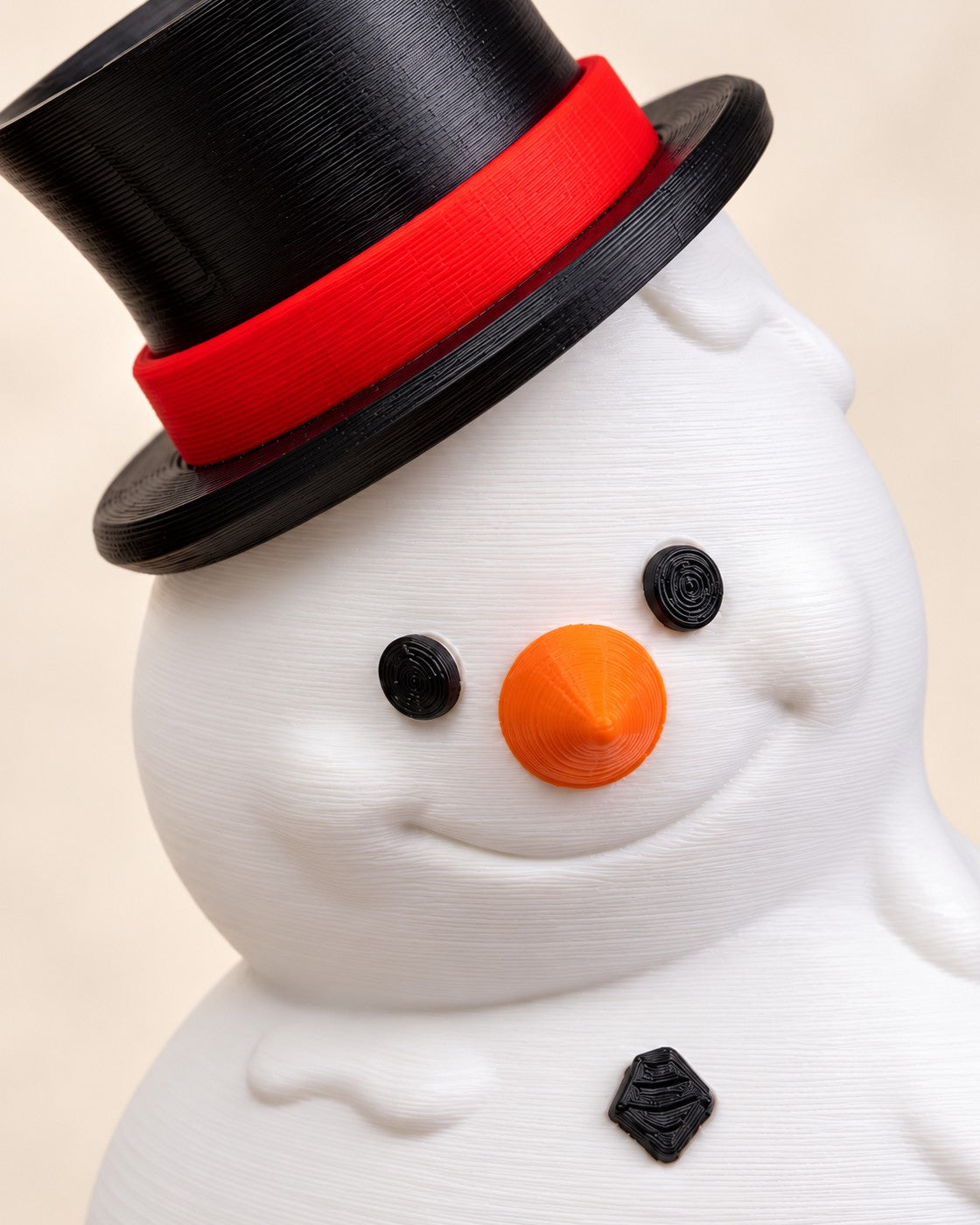 Close-up of the Melting Snowman Lamp showing fine printed layer lines