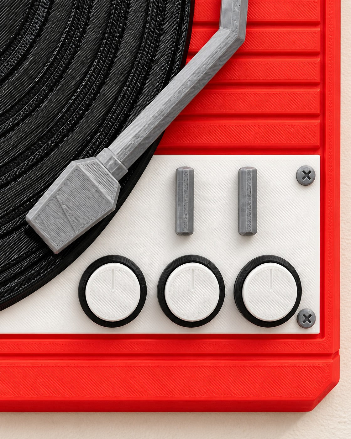 Close-up of the Turntable Wall Clock showing fine printed layer lines
