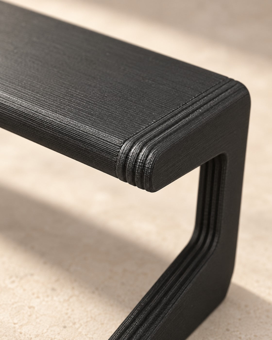 Close-up of the Narrow Shelf Riser showing fine printed layer lines