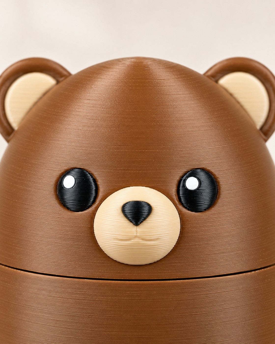 Close-up of the Steady Bear showing fine printed layer lines