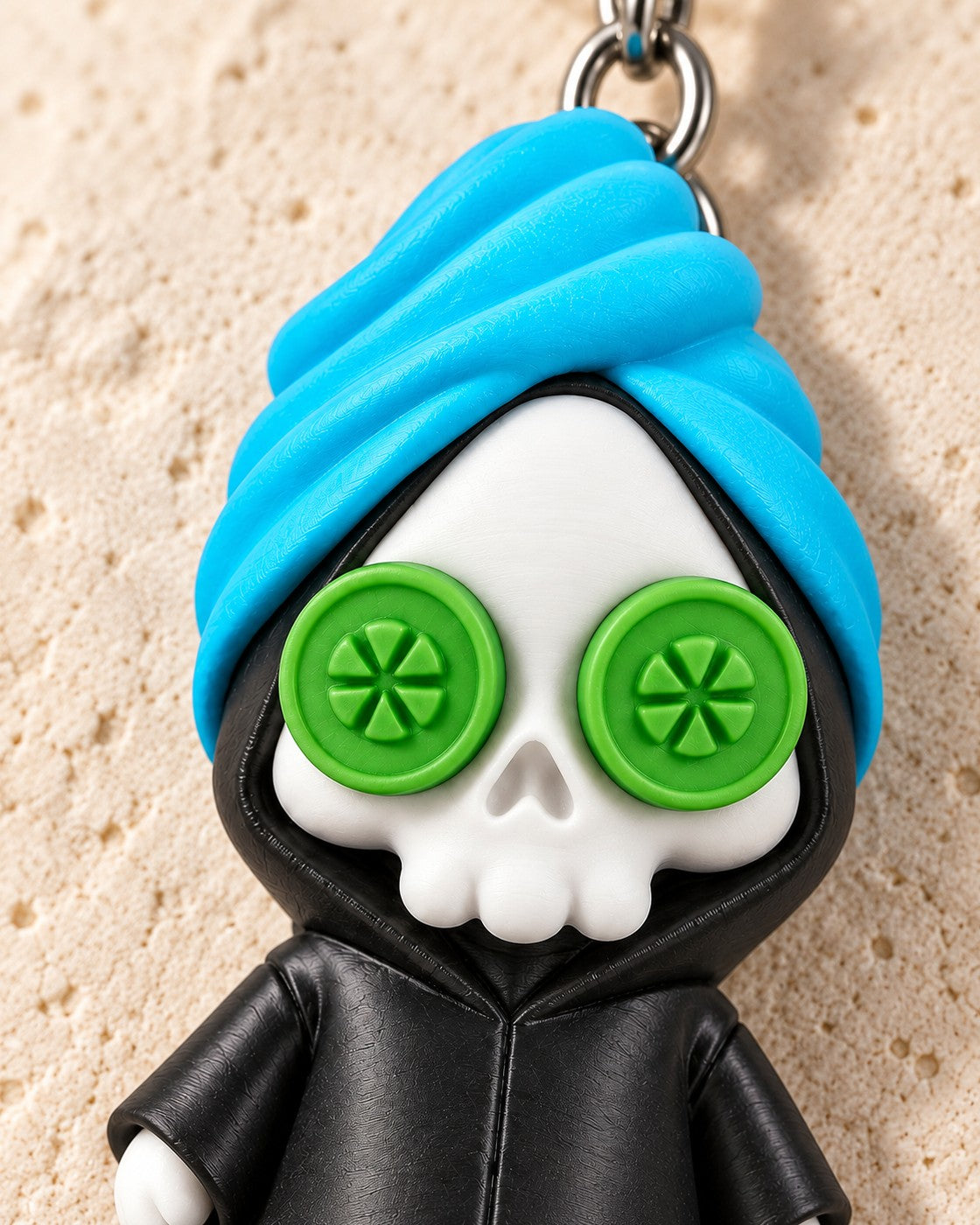Close-up of the Reap in Peace Keyring showing fine printed layer lines