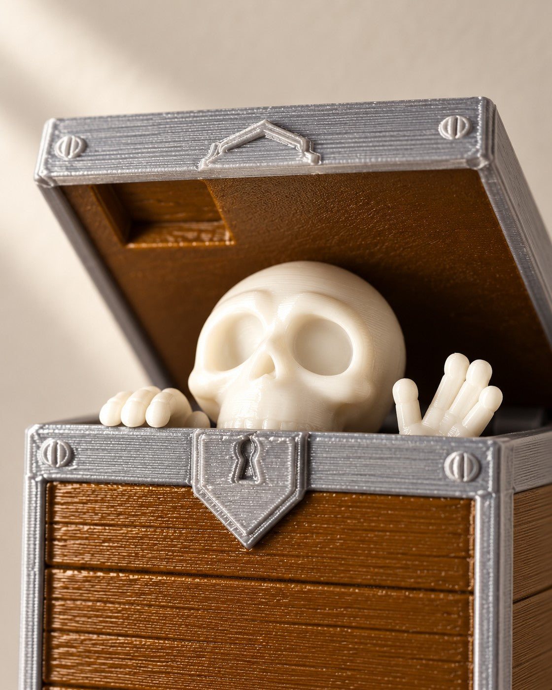 Close-up of the Pop-Up Skeleton Key Holder showing fine printed layer lines