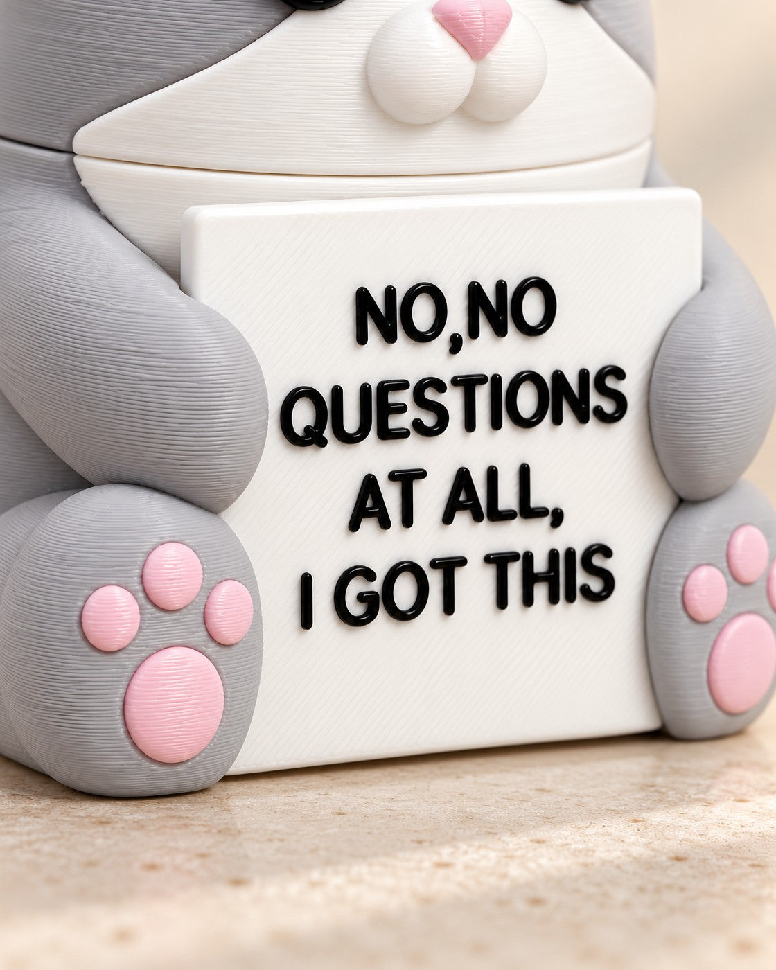 Close-up of the Fine Cat Desk Ornament showing fine printed layer lines