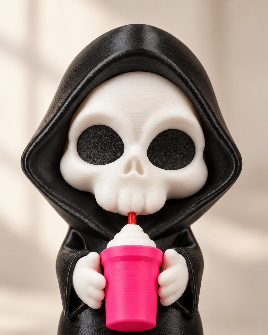 Close-up of the Sweet Rest Reaper showing fine printed layer lines