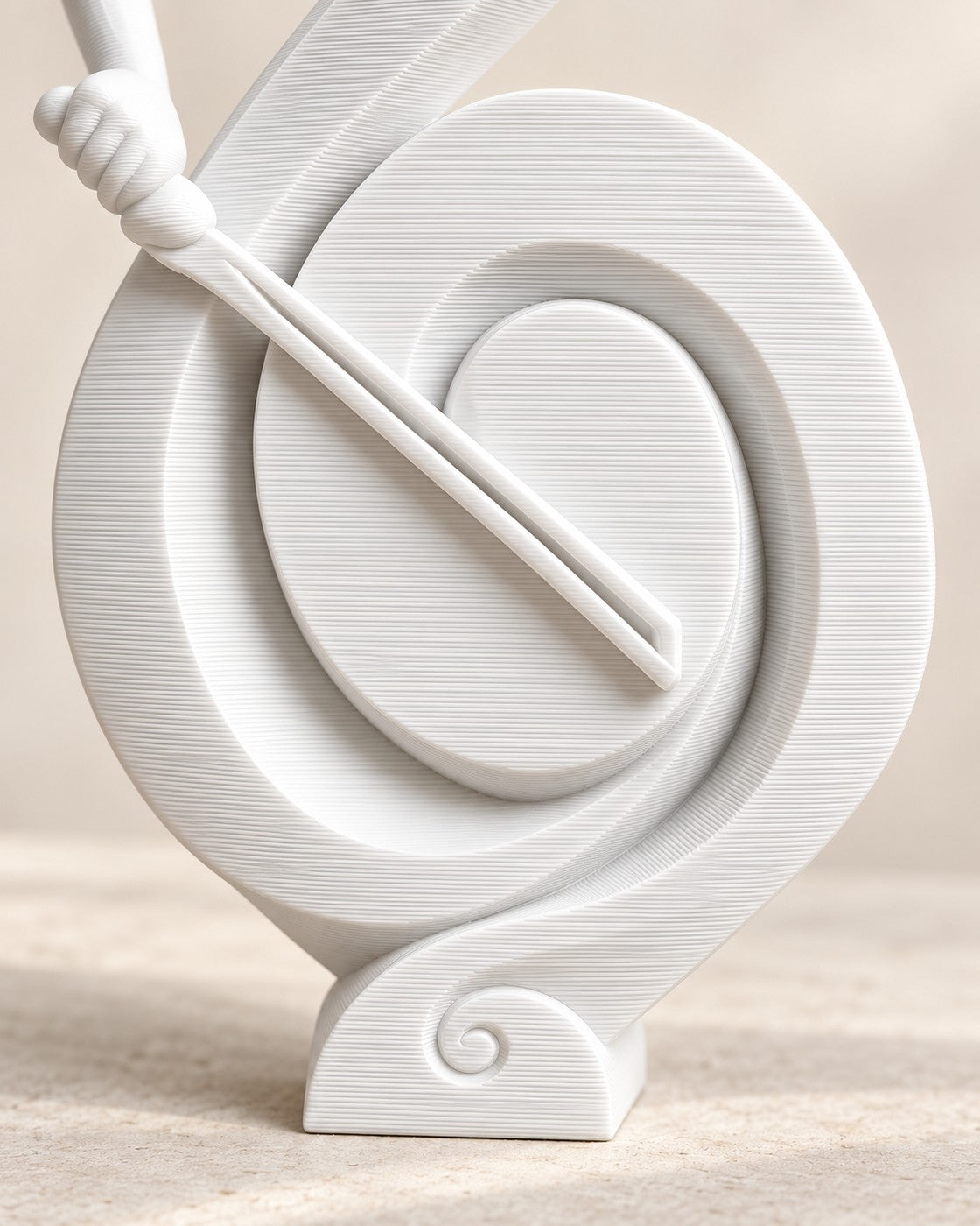 Close-up of the Treble Clef Vase showing fine printed layer lines