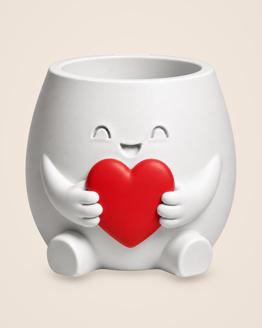 Heart Hug Planter: White with Red Heart