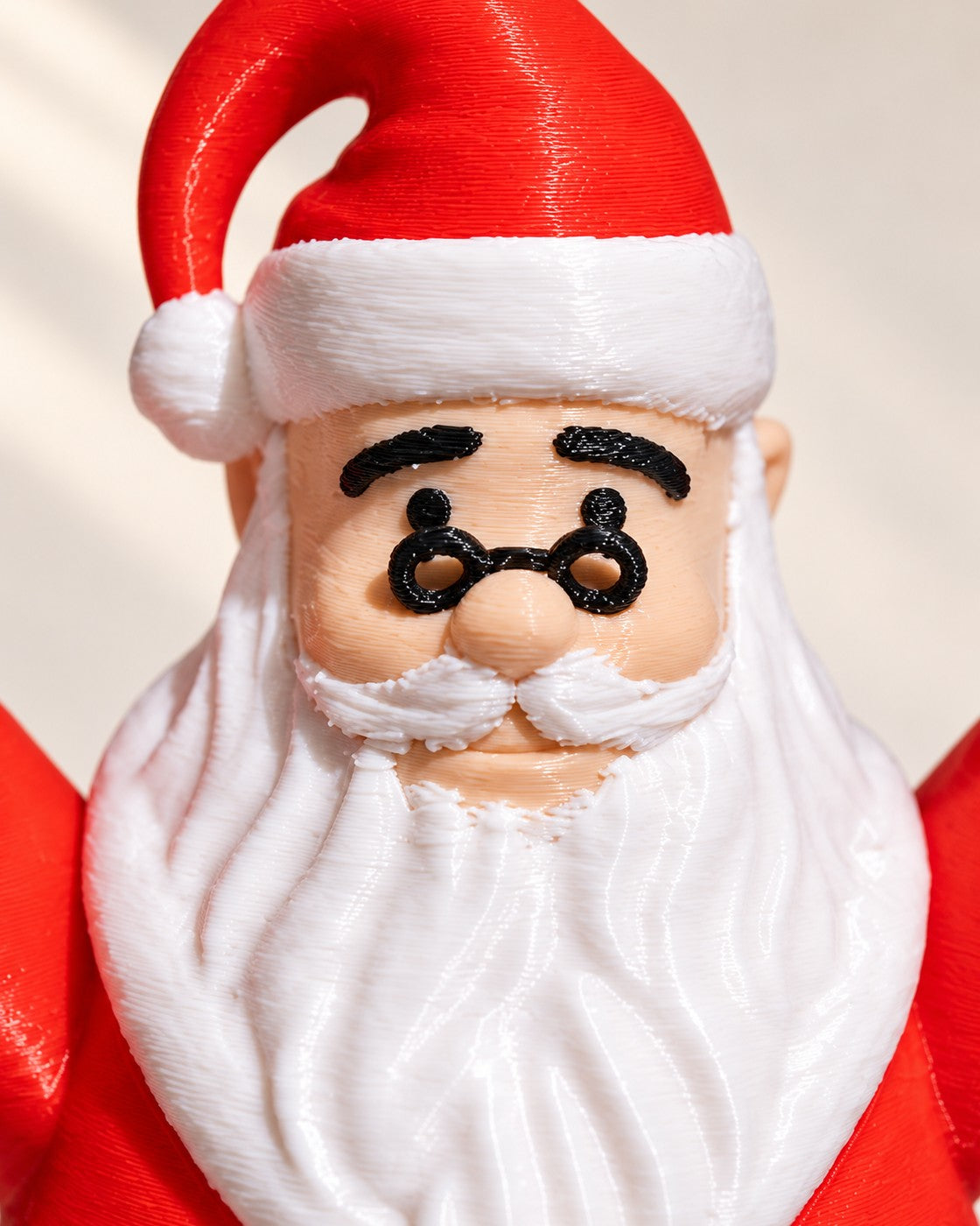 Close-up of the Santa Phone Stand showing fine printed layer lines