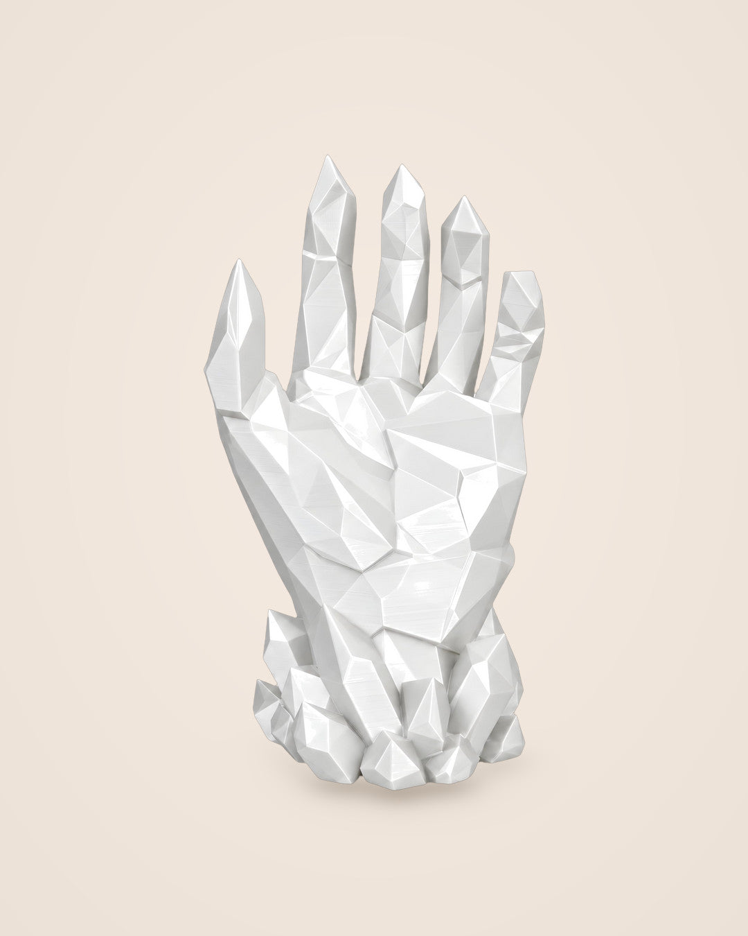 Crystal Hand Stand: Faceted white controller stand in one solid piece
