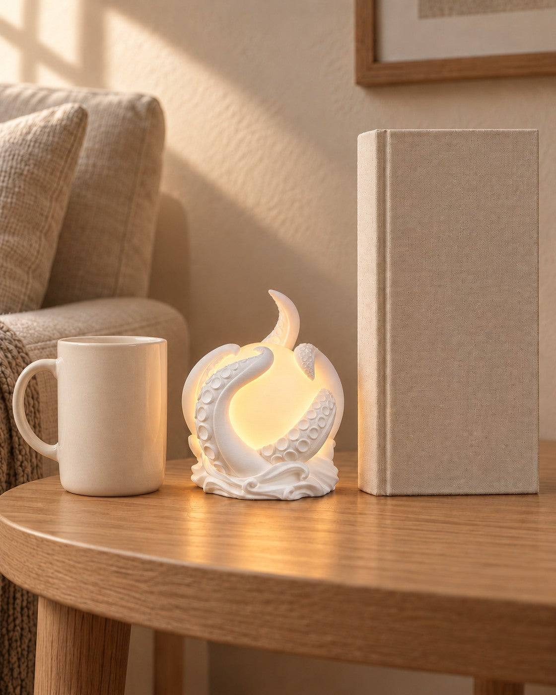 Tentacle Sphere Lamp in a calm, softly lit interior, shown at true scale