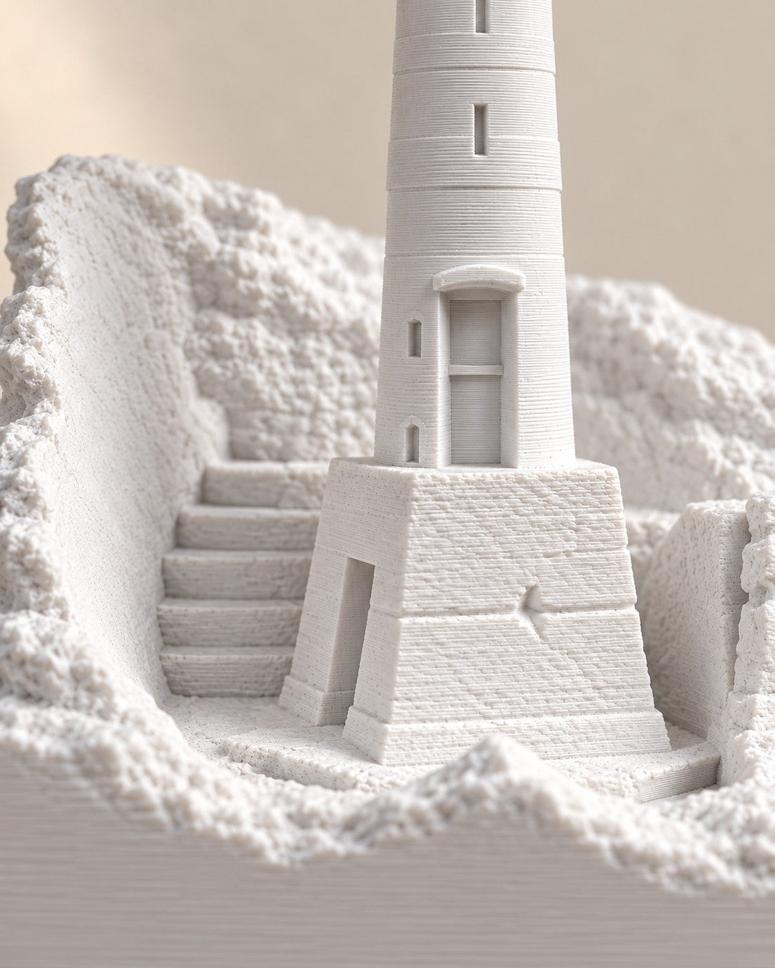 Close-up of the Coastal Lighthouse Lamp showing fine printed layer lines