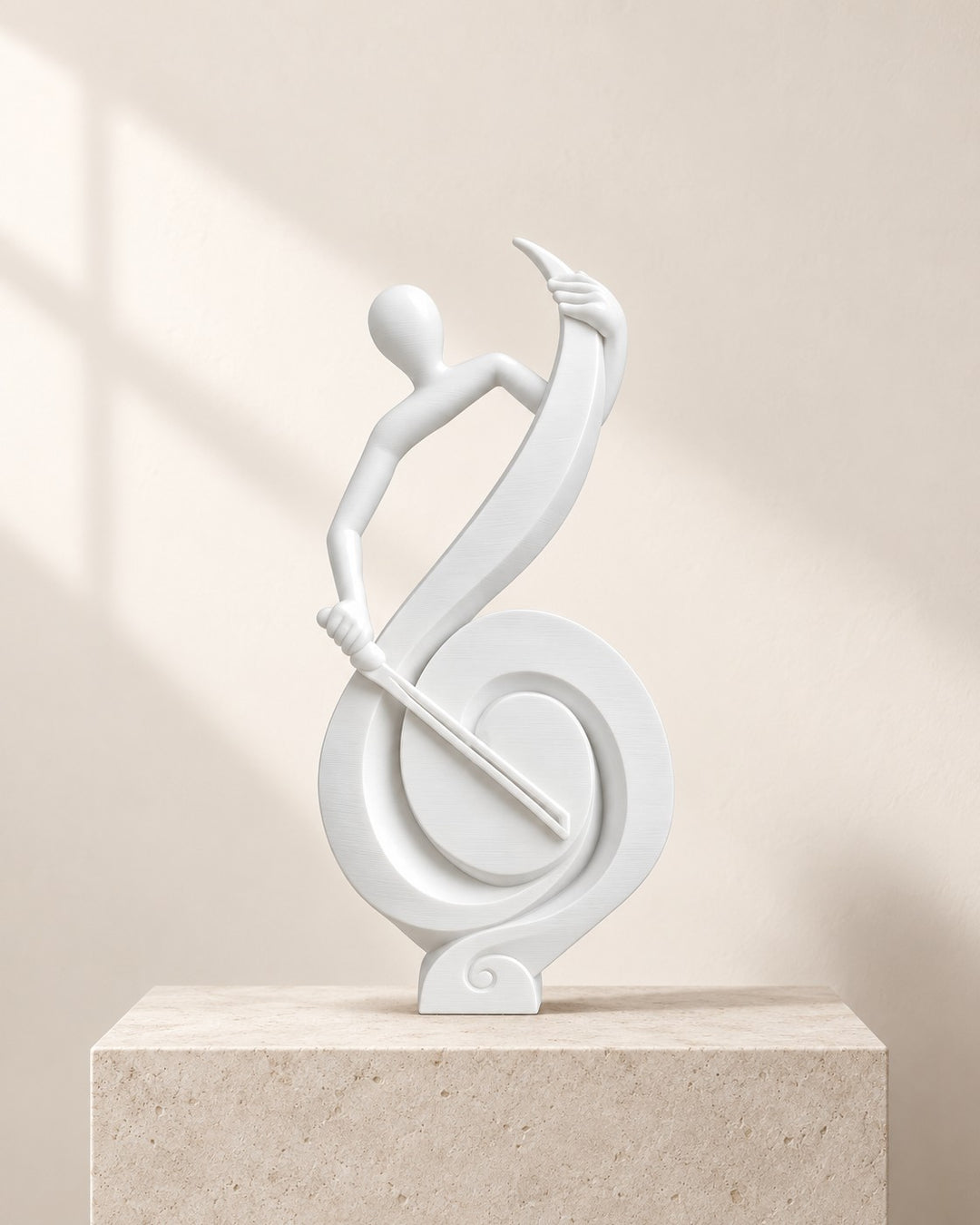 Treble Clef Vase: Matte white sculpture with a slim opening for dried stems