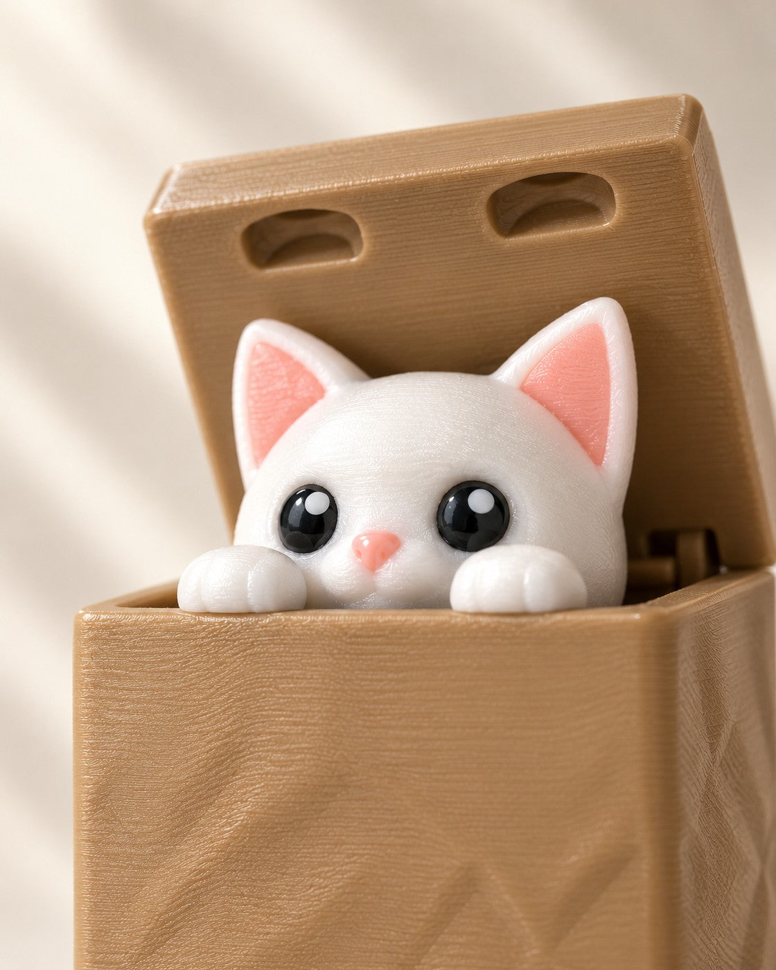 Close-up of the Peeking Cat Key Holder showing fine printed layer lines