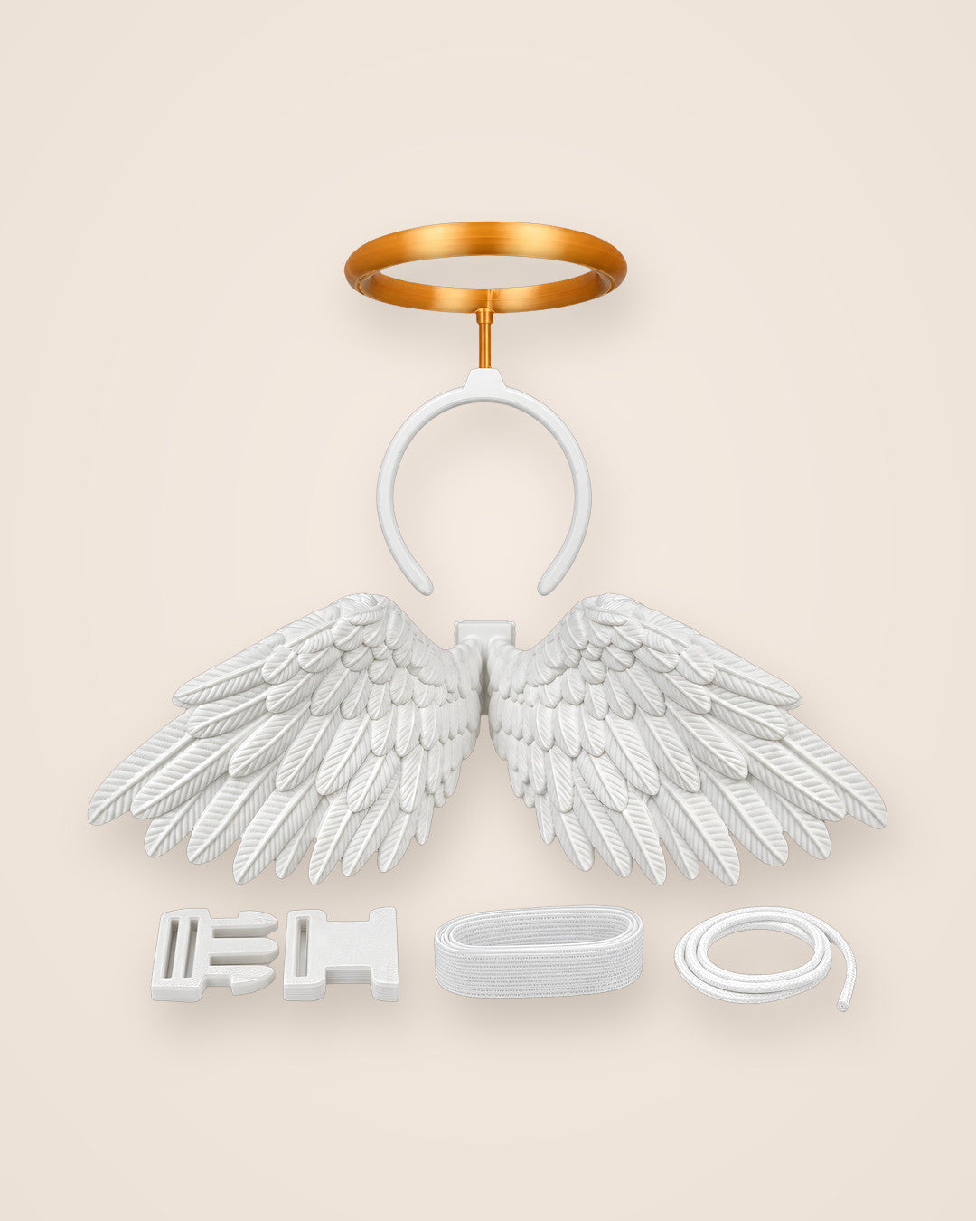 Little Saint Cat Angel Set: Gold halo headband and feathered wings for cat photo shoots