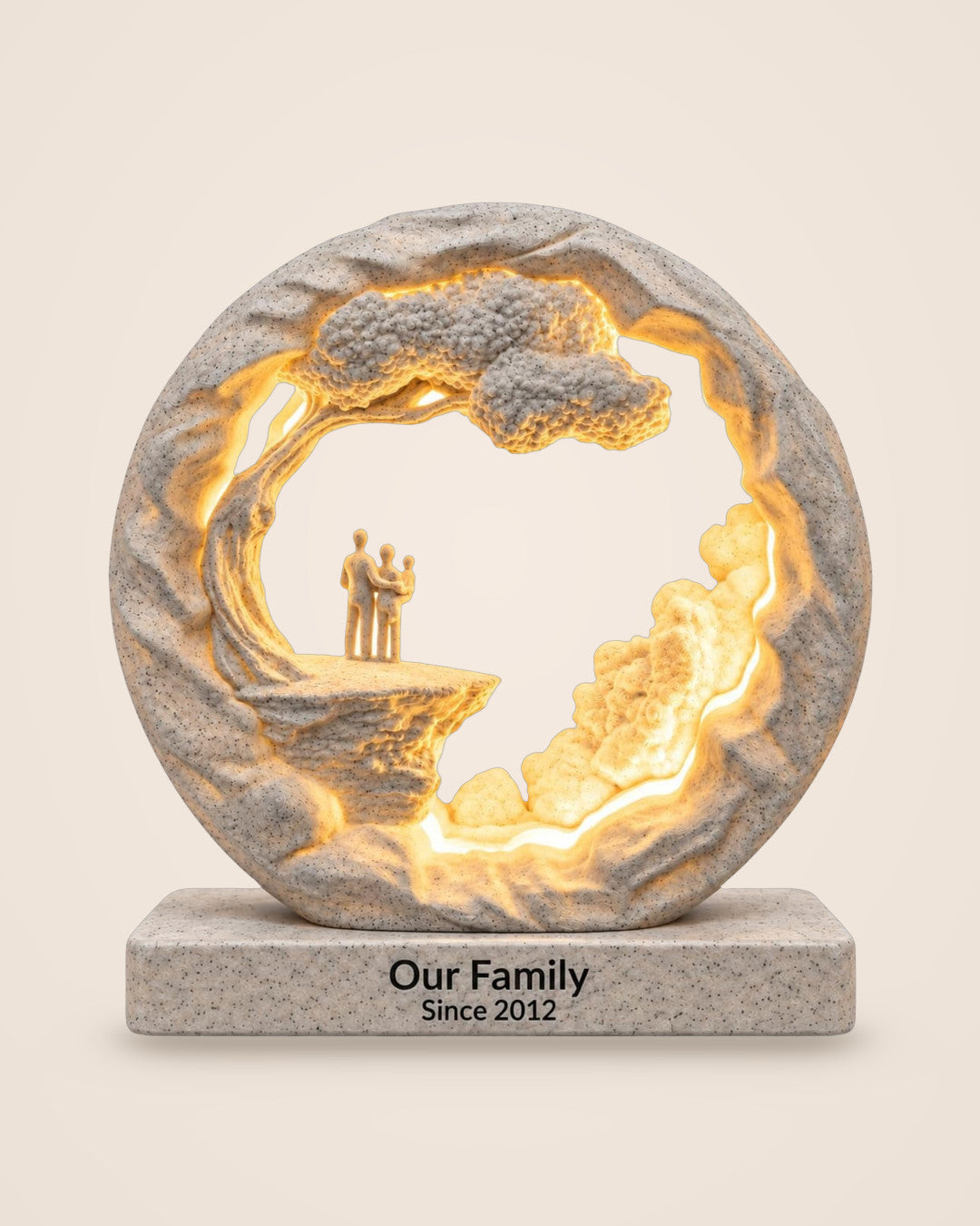 Side by Side Lamp: Personalised family lamp with a warm 12 V LED glow