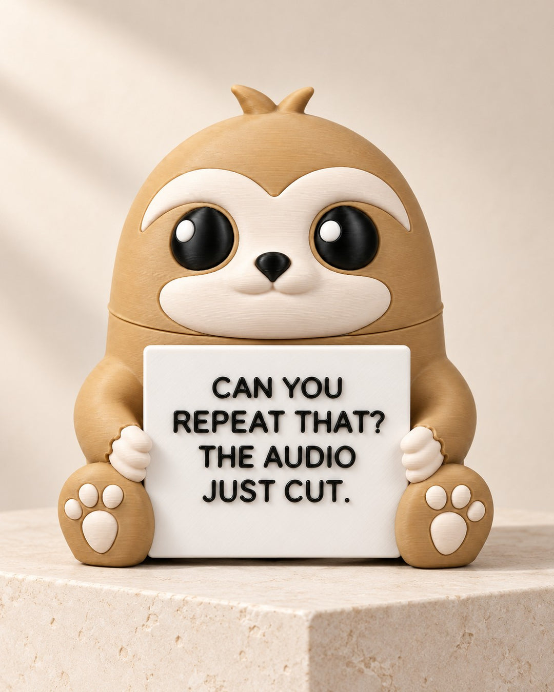 Hidden Sloth Ornament: Desk sloth with a meeting sign and a sleepy sloth hiding inside