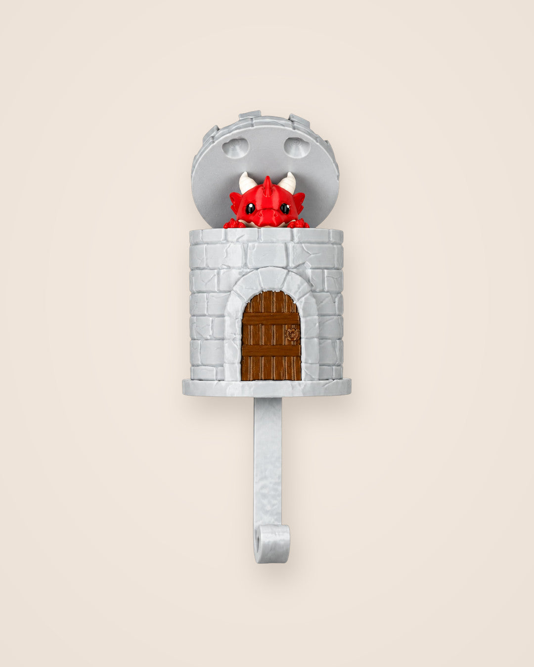 Pop-Up Dragon Key Holder: A castle tower key hook where a small red dragon rises as you hang your keys