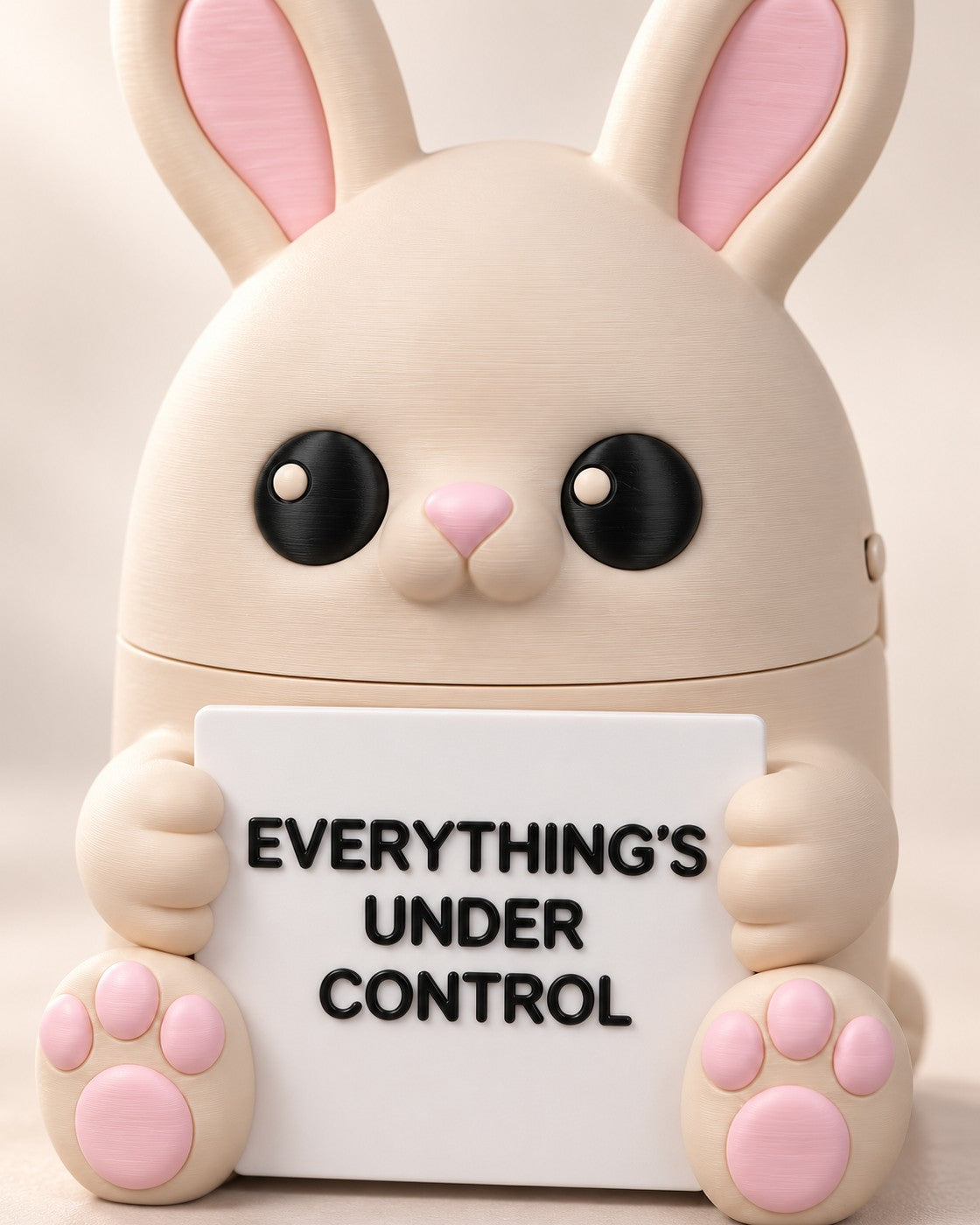Close-up of the Chill Bunny Desk Ornament showing fine printed layer lines