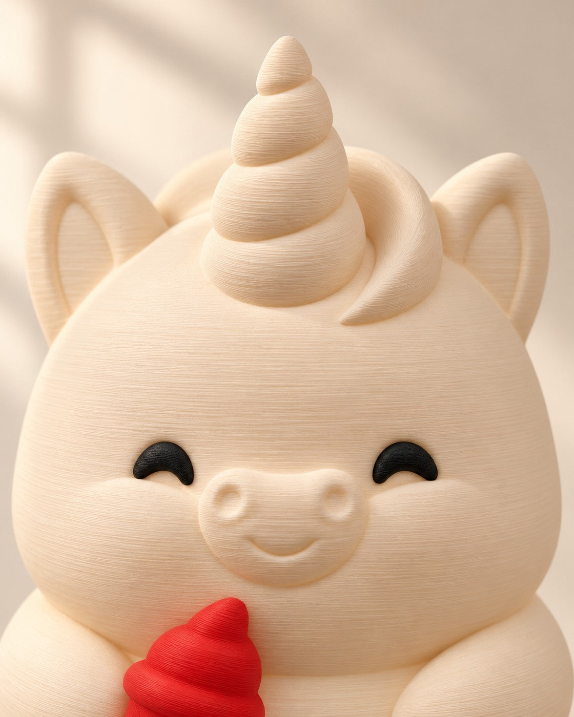 Close-up of the Unicorn Ice Cream Lamp showing fine printed layer lines