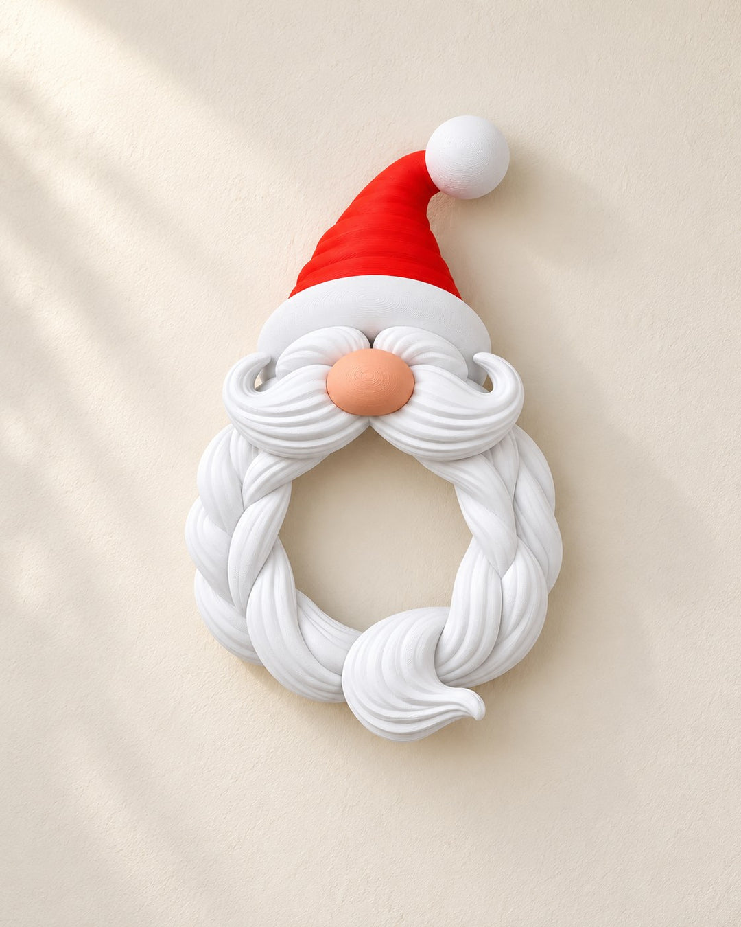 Santa Face Wreath: Sculpted Santa wreath with a braided beard, 33 cm