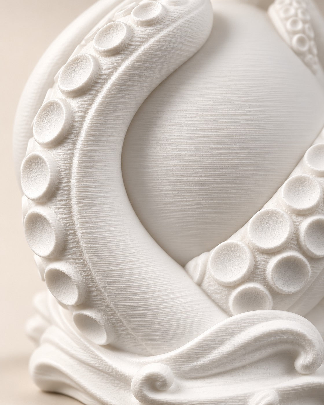 Close-up of the Tentacle Sphere Lamp showing fine printed layer lines