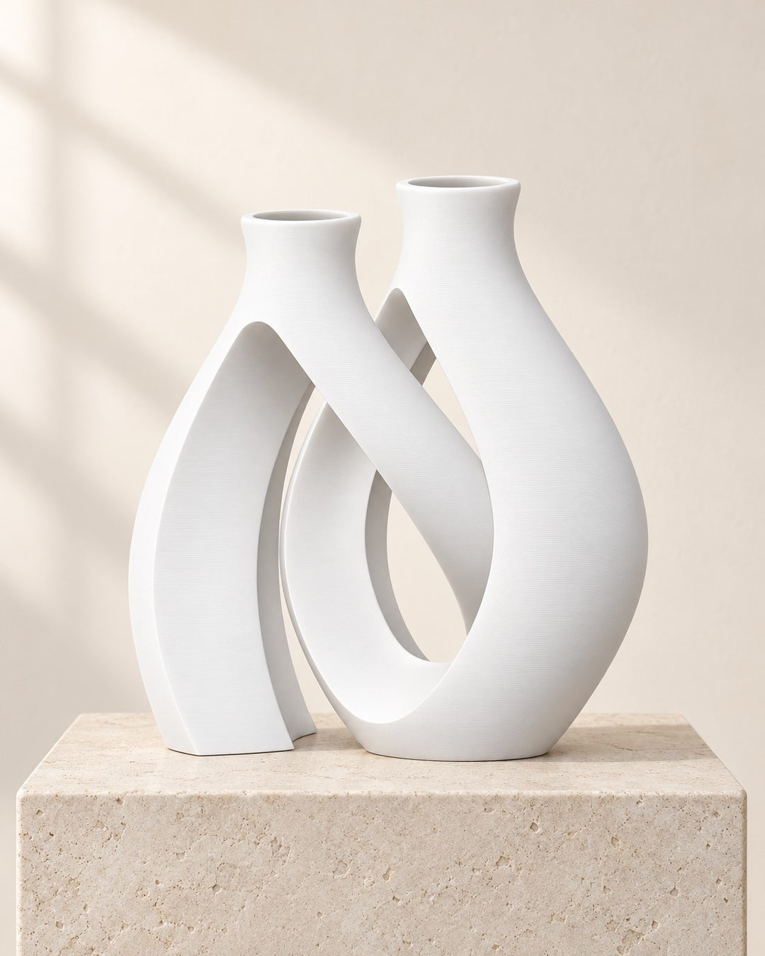 Entwined Vase: Sculptural twin-neck vase for dried stems, in five colours