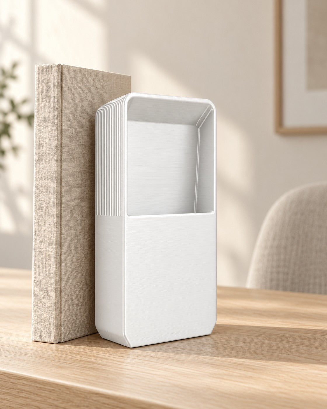 Pocket Headphone Stand in a calm, softly lit interior, shown at true scale