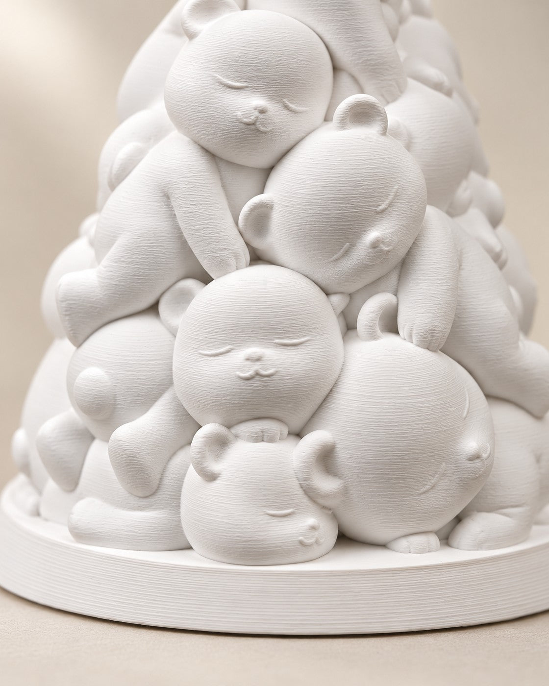 Close-up of the Stacked Bear Christmas Tree showing fine printed layer lines