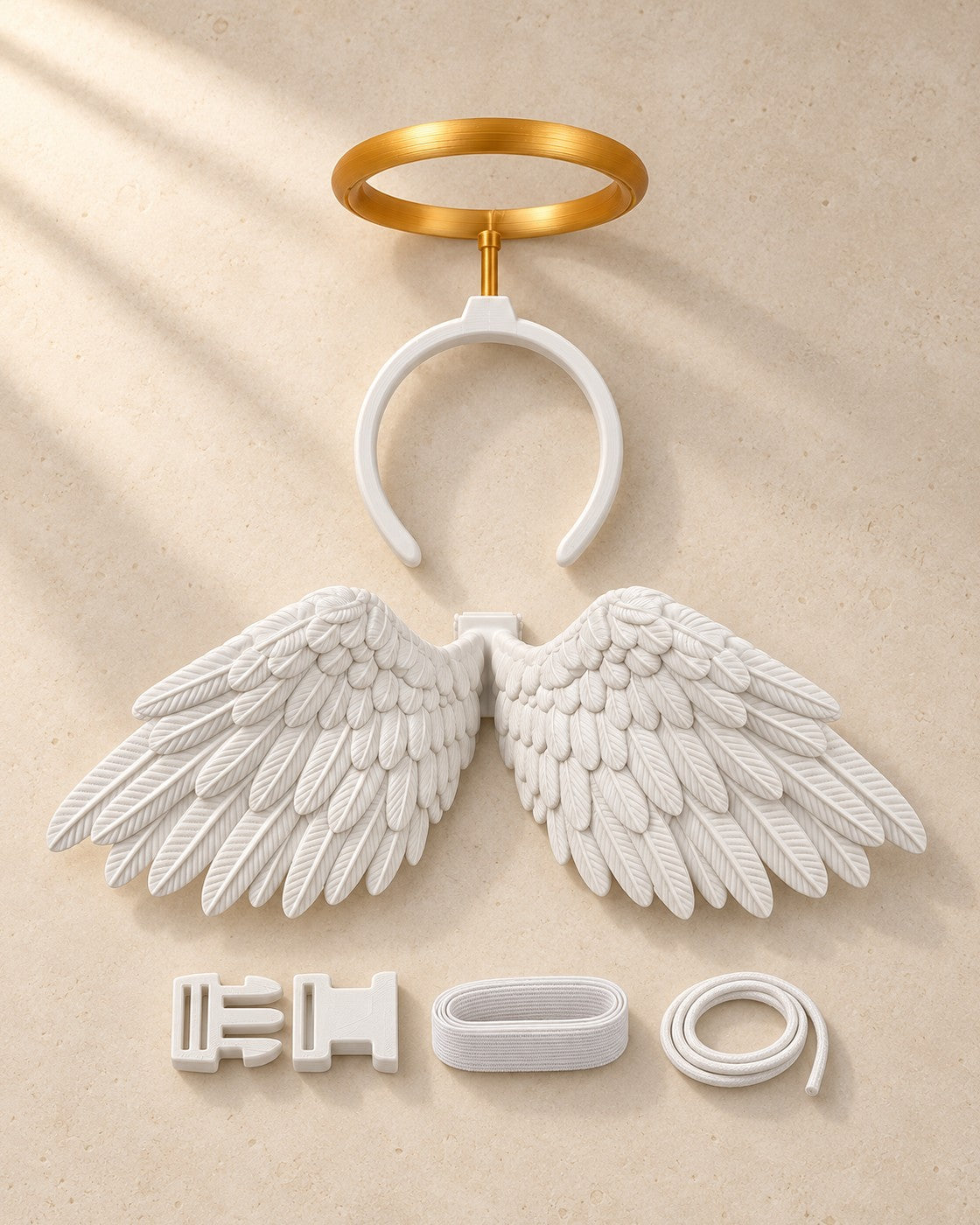 Little Saint Cat Angel Set on a pale limestone plinth, soft studio light