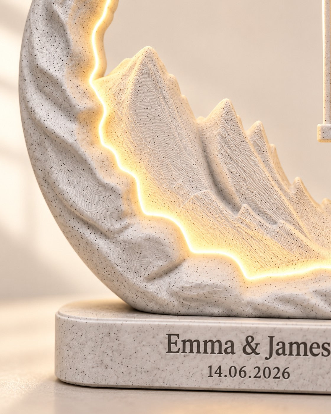 Close-up of the Swing for Two Lamp showing fine printed layer lines