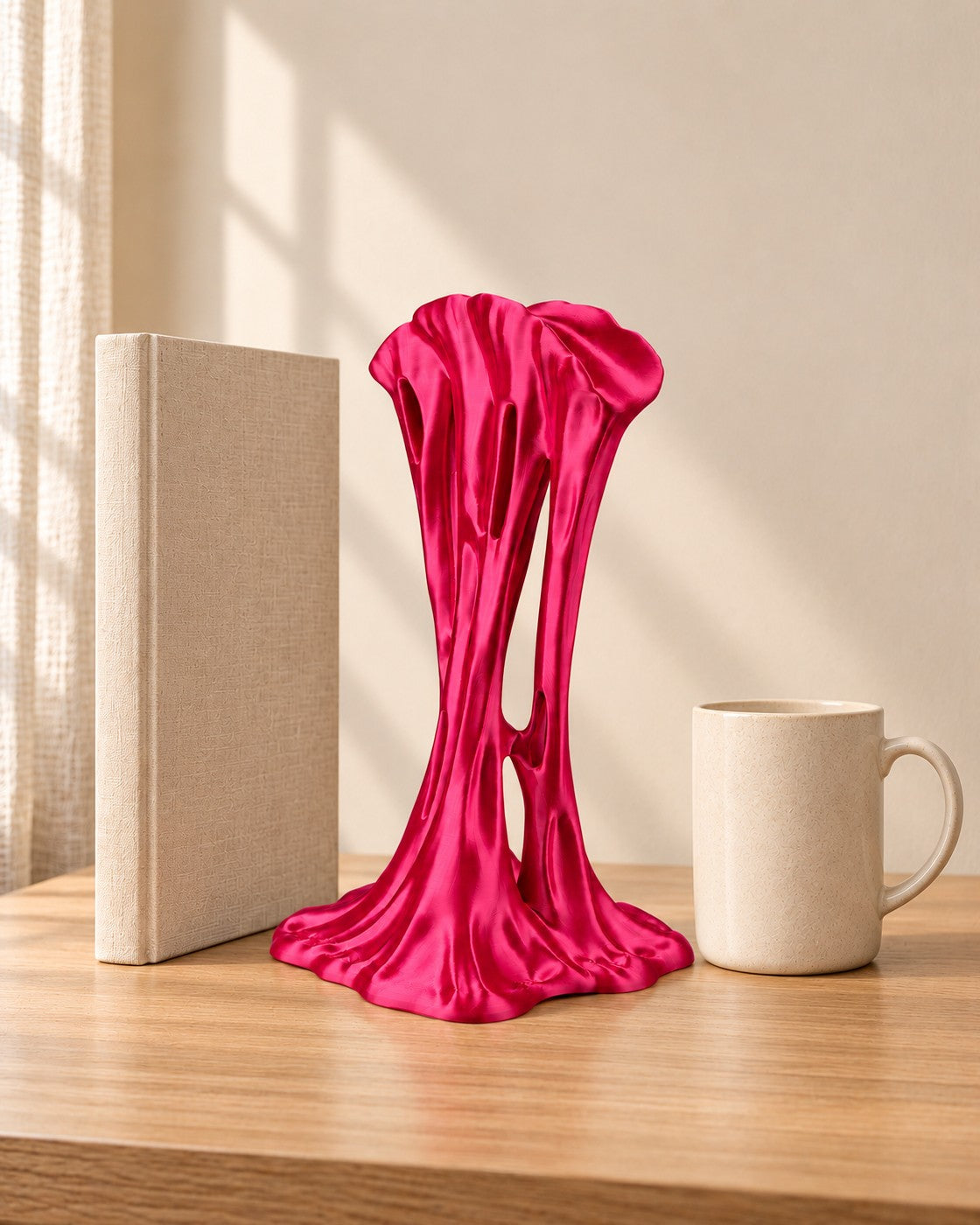 Stretchy Gum Headphone Stand in a calm, softly lit interior, shown at true scale