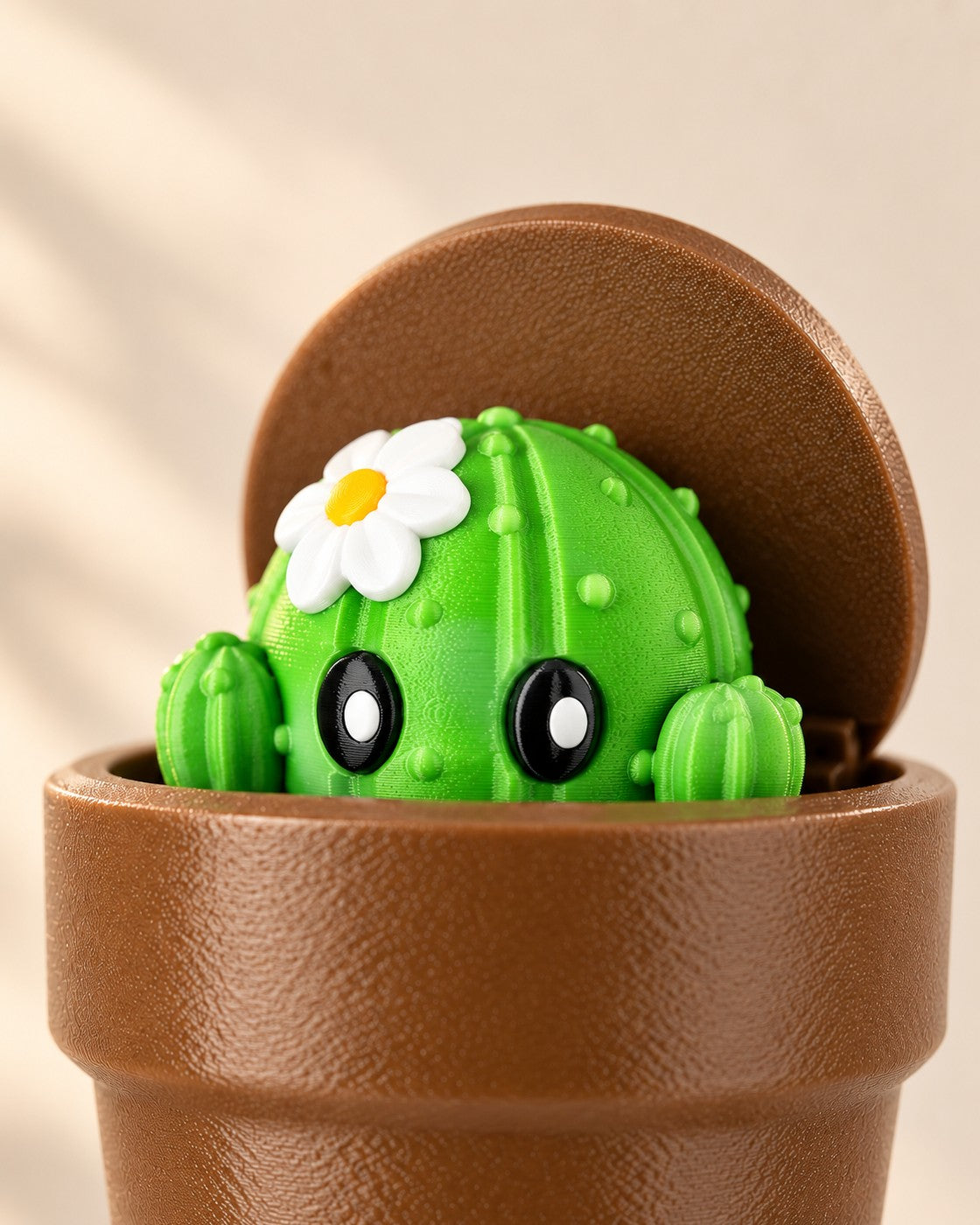 Close-up of the Pop-Up Cactus Key Holder showing fine printed layer lines