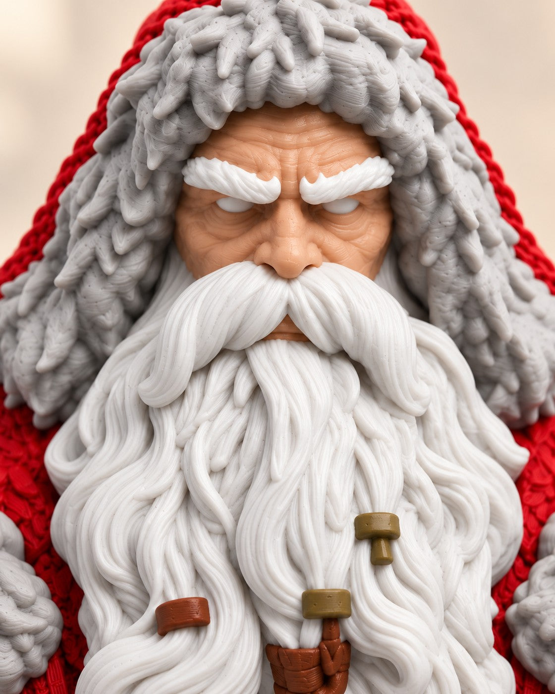 Close-up of the Viking Santa Bust showing fine printed layer lines