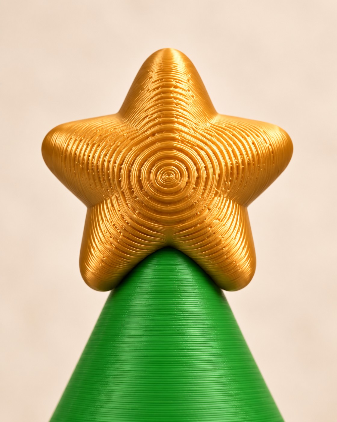 Close-up of the Hidden Santa Tree showing fine printed layer lines