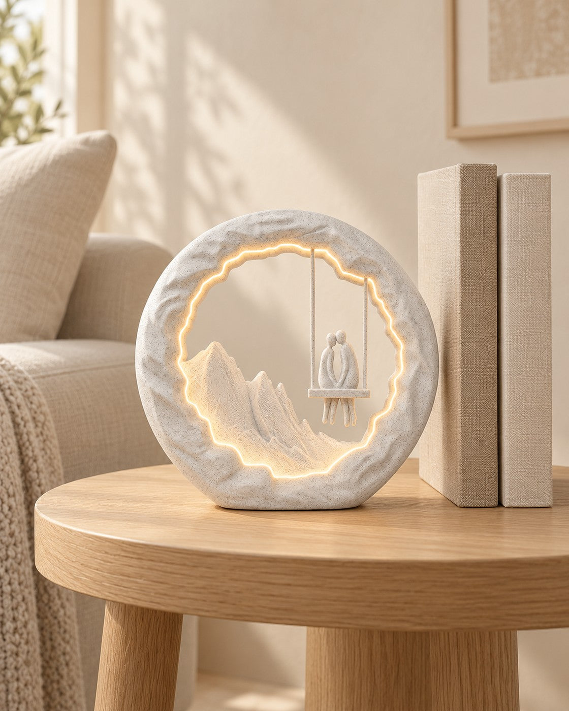 Swing for Two Couple Lamp in a calm, softly lit interior, shown at true scale